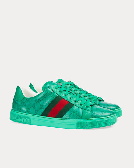 Gucci Ace GG Crystal Canvas Green Low Top Sneakers - 3