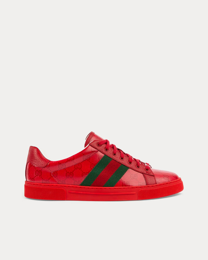 Gucci Men's Ace GG Crystal Canvas Red Low Top Sneakers Gucci Men's Ace GG Crystal Canvas Red Low Top Sneakers