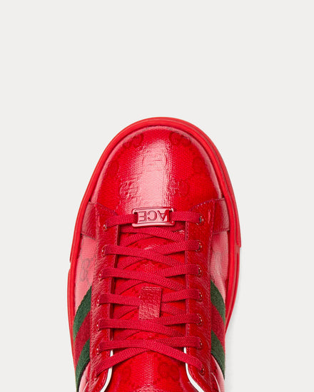 Gucci Ace GG Crystal Canvas Red Low Top Sneakers - 5