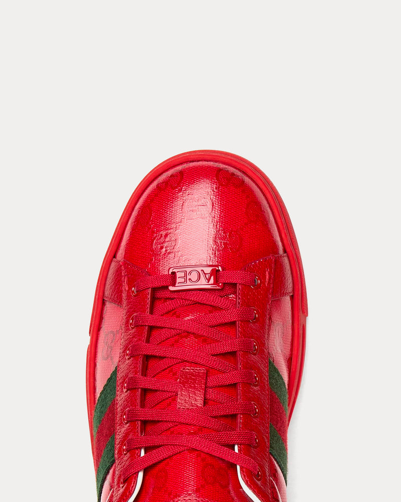 Gucci Ace GG Crystal Canvas Red Low Top Sneakers - 5