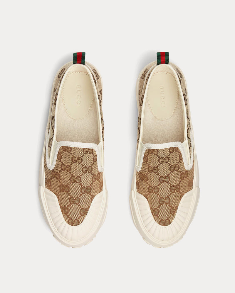 Gucci GG Canvas Beige / Dark Brown Slip On Sneakers - 2