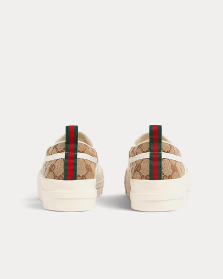 Gucci GG Canvas Beige / Dark Brown Slip On Sneakers - 4