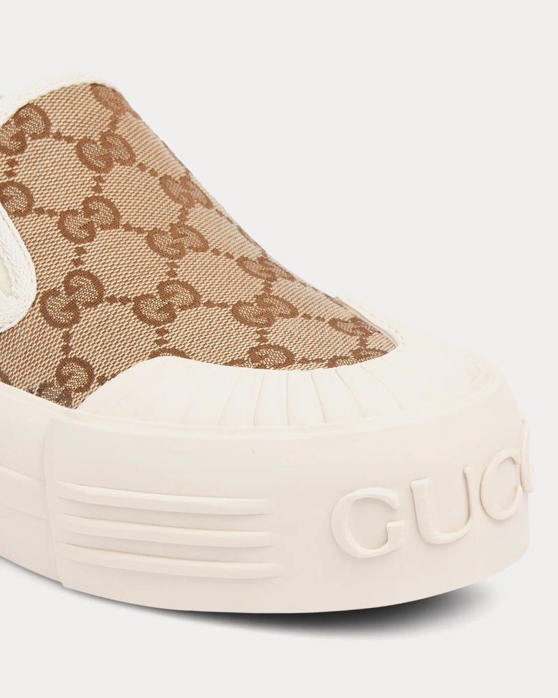 Gucci GG Canvas Beige / Dark Brown Slip On Sneakers - 5