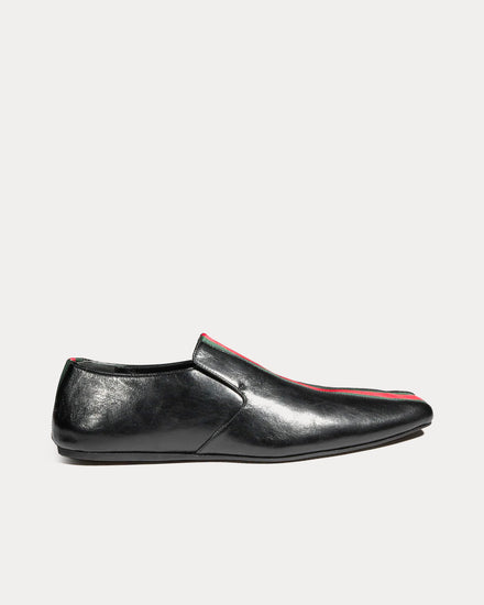 Gucci Cupertino Leather with Web Stripe Black Loafers - 1