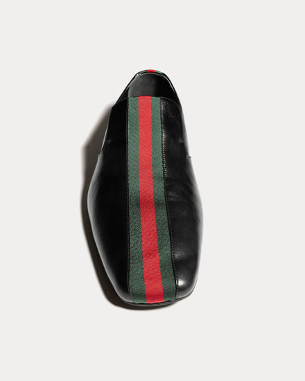 Gucci Cupertino Leather with Web Stripe Black Loafers - 2
