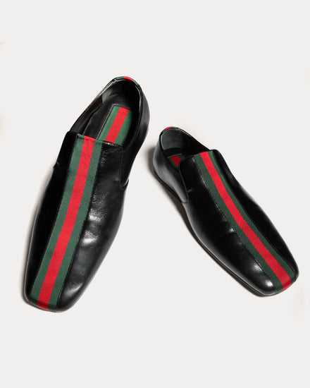 Gucci Cupertino Leather with Web Stripe Black Loafers - 3