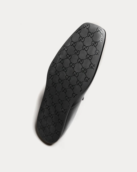 Gucci Cupertino Leather with Web Stripe Black Loafers - 5