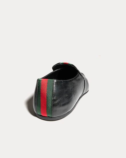 Gucci Cupertino Leather with Web Stripe Black Loafers - 4