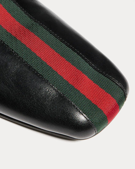 Gucci Cupertino Leather with Web Stripe Black Loafers - 6