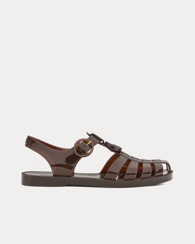 Gucci Double G in Rubber Dark Purple Sandals