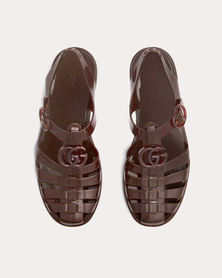 Gucci Double G in Rubber Dark Purple Sandals - 2