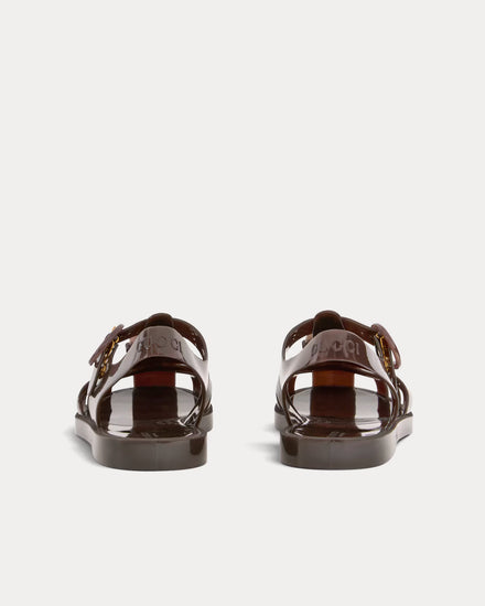 Gucci Double G in Rubber Dark Purple Sandals - 4