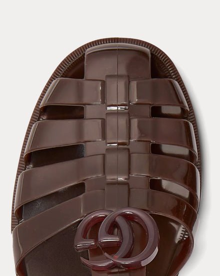 Gucci Double G in Rubber Dark Purple Sandals - 5