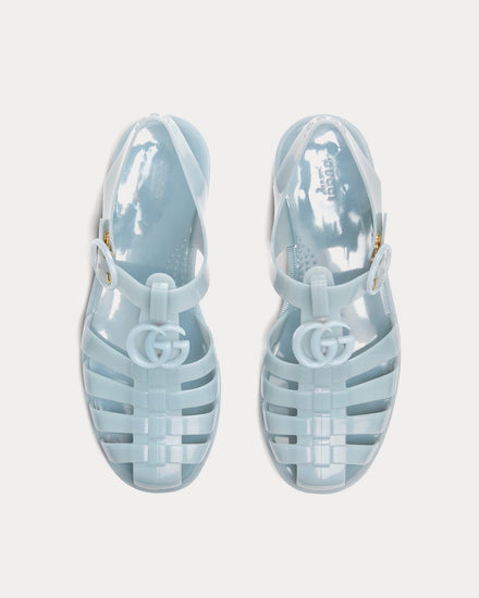 Gucci Double G in Rubber Light Blue Sandals - 2