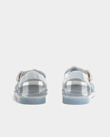 Gucci Double G in Rubber Light Blue Sandals - 4