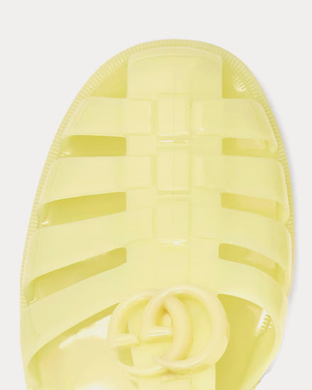 Gucci Double G in Rubber Yellow Sandals - 5