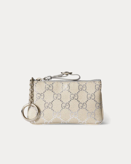 Gucci GG Emblem Key Pouch in Silver GG Fabric - 1