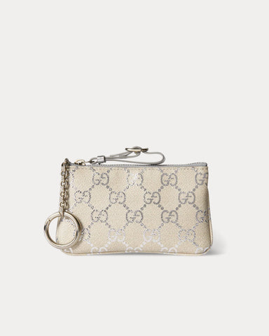 Gucci GG Emblem Key Pouch in Silver GG Fabric