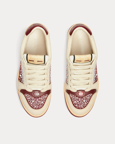 Gucci Screener with GG Crystal Canvas Ivory / Red Low Top Sneakers - 2