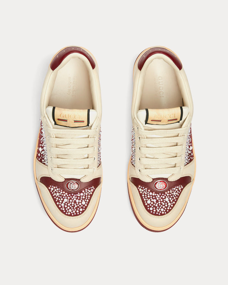 Gucci Screener with GG Crystal Canvas Ivory / Red Low Top Sneakers - 2