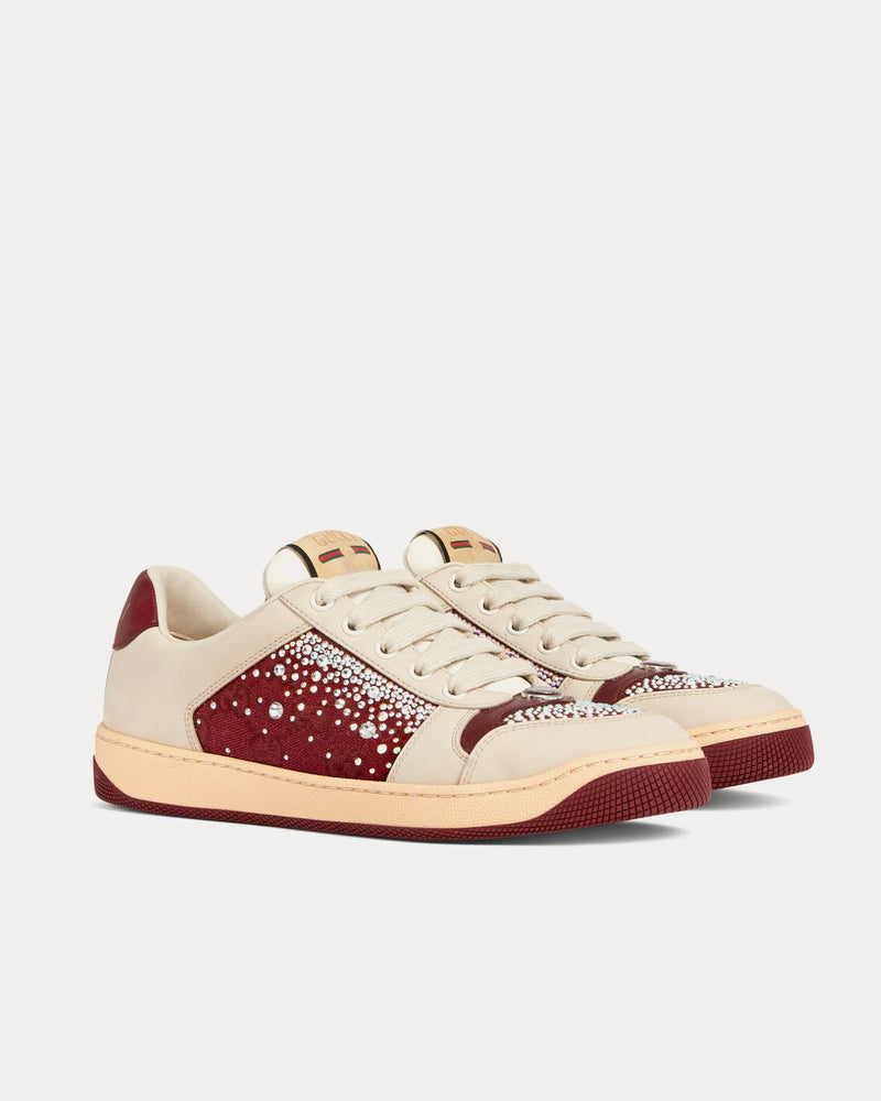 Gucci Screener with GG Crystal Canvas Ivory / Red Low Top Sneakers - 4
