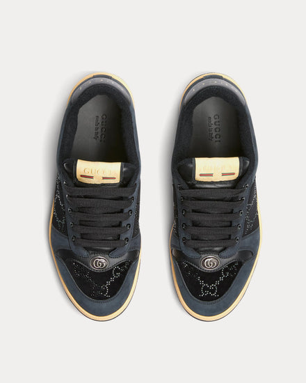 Gucci Screener with GG Crystal Velvet Black Low Top Sneakers - 5