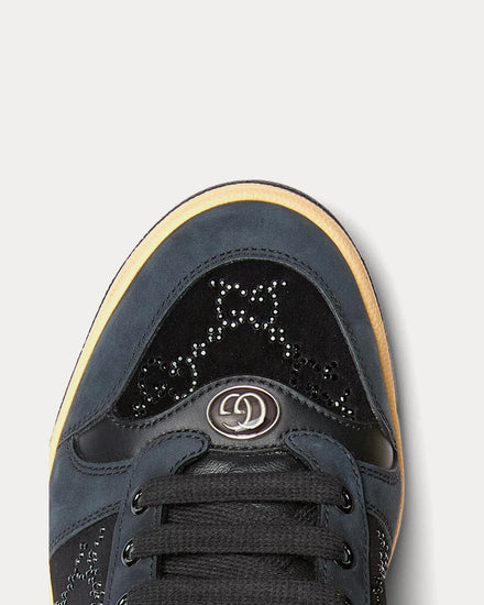 Gucci Screener with GG Crystal Velvet Black Low Top Sneakers - 2