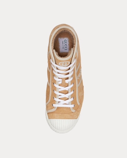 Gucci Interlocking G Suede Beige High Top Sneakers - 2