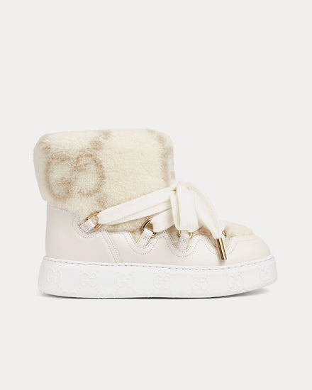 Gucci GG Merino Wool-Effect Ivory Boots - 1