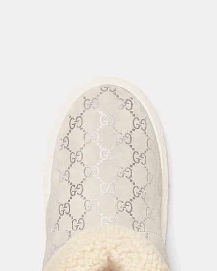 Gucci GG Suede with Merinos Trim Silver / Grey Boots - 4