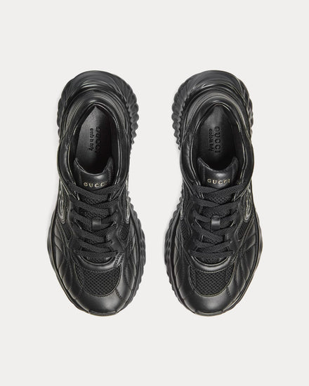 Gucci Men's Interlocking G Leather Black Low Top Sneakers