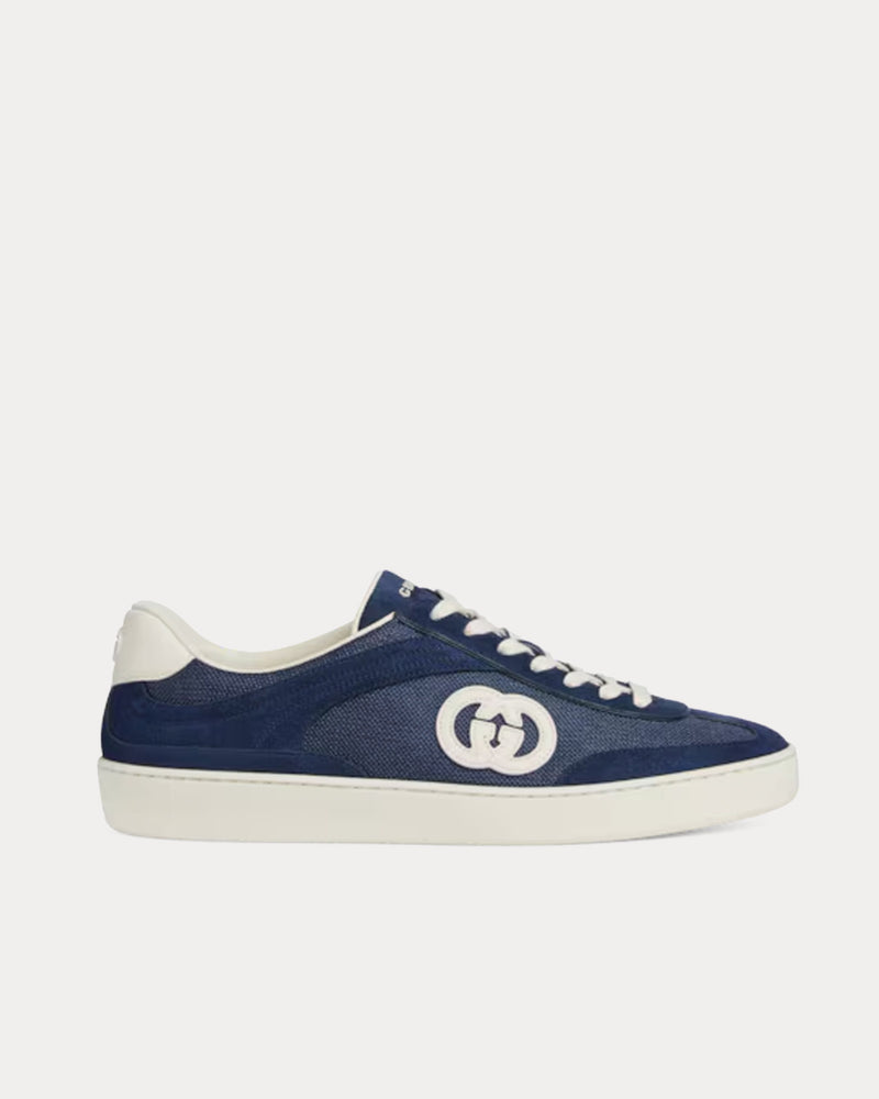 Gucci G75 Suede Blue Low Top Sneakers - 1