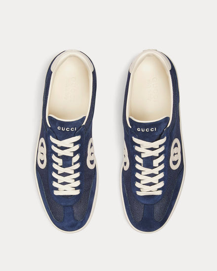 Gucci G75 Suede Blue Low Top Sneakers - 2