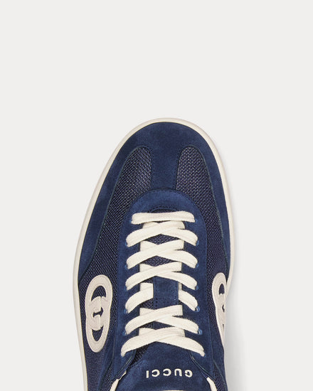 Gucci G75 Suede Blue Low Top Sneakers - 3