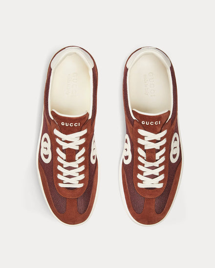 Gucci Interlocking G Suede Bordeaux Low Top Sneakers - 2