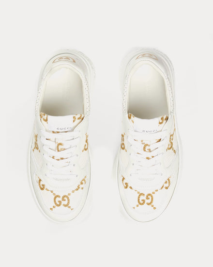 Gucci GG Platform with Gold Lamé GG Fabric White Low Top Sneakers - 2