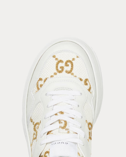 Gucci GG Platform with Gold Lamé GG Fabric White Low Top Sneakers - 3