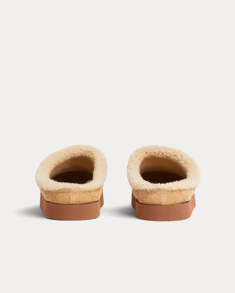 Gucci Horsebit with GG Suede Light Beige Mules - 4