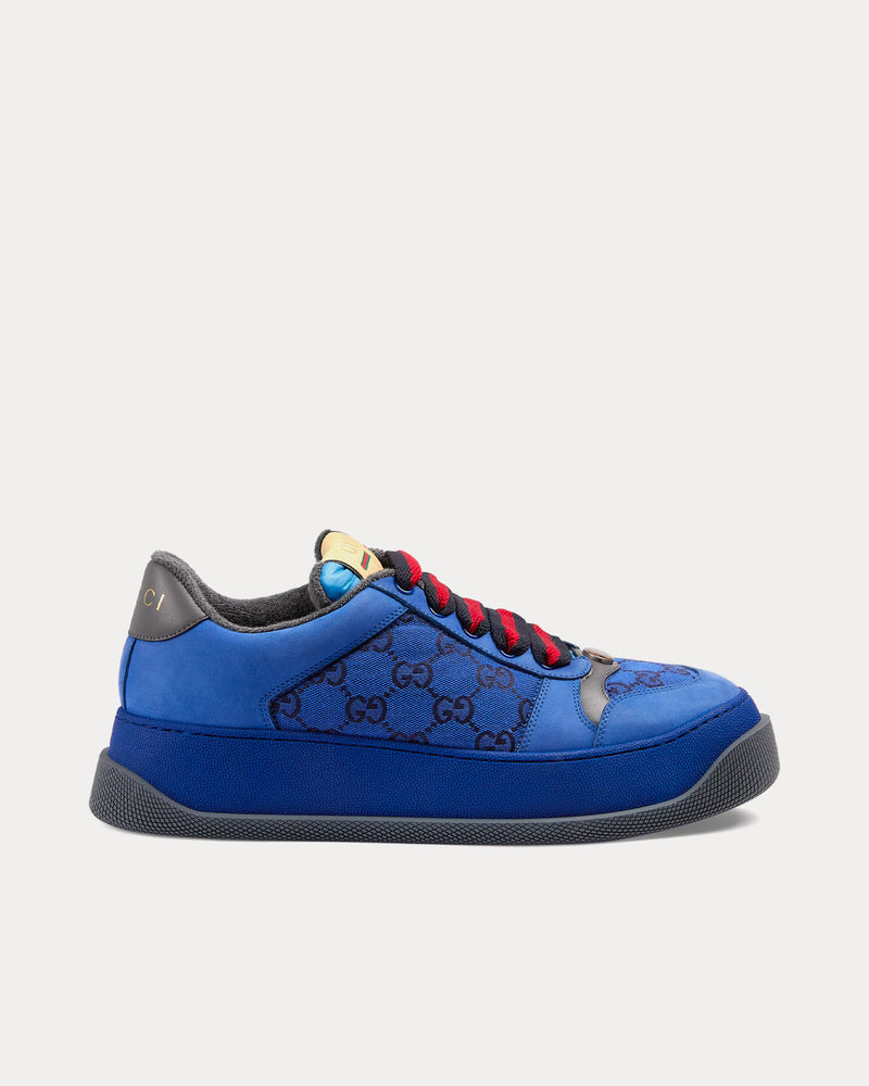 Gucci Men's Screener GG Canvas Blue / Black Low Top Sneakers