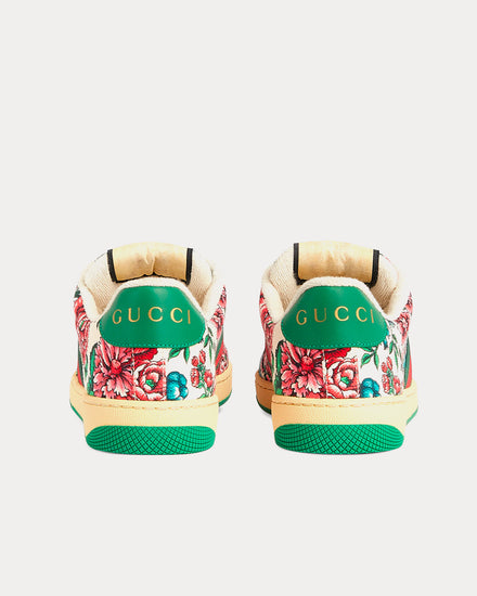 Gucci Screener with Web Leather Floral Low Top Sneakers - 4