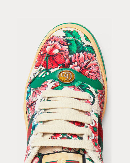 Gucci Screener with Web Leather Floral Low Top Sneakers - 5