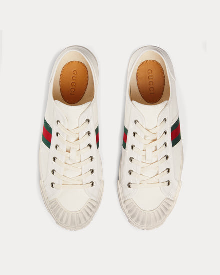 Gucci Sneaker with Web Cotton White Low Top Sneakers - 2