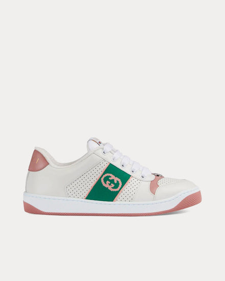 Gucci Screener with Interlocking G White / Rose Pink / Bright Green Low Top Sneakers - 1