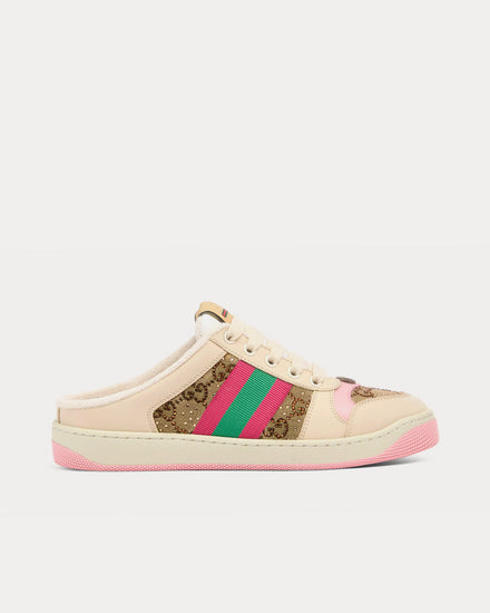 Gucci Screener with GG Canvas Camel / Dark Brown Sneaker Mules - 1