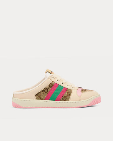 Gucci Screener with GG Canvas Camel / Dark Brown Sneaker Mules