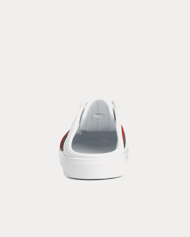 Gucci Women's Ace with Web Rubber White Mules