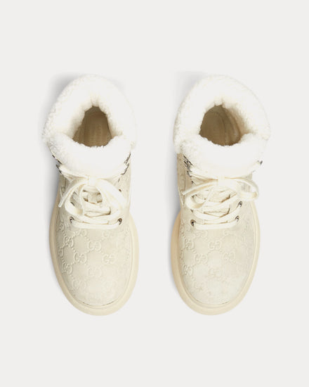 Gucci Lace-Up GG Suede White Ankle Boots - 2