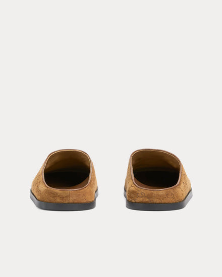 Gucci Horsebit GG Suede Brown Mules - 4