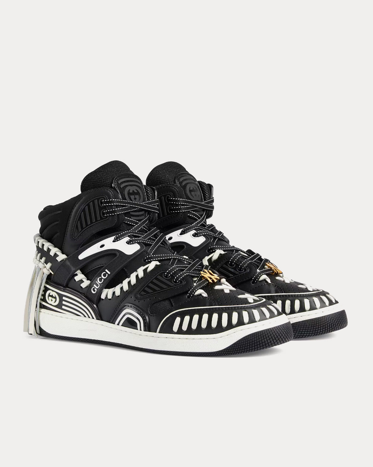 Gucci Yankees Basket Demetra Black White High Top Sneakers Sneak in Peace