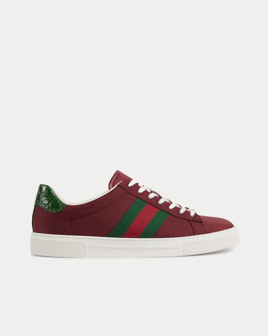 Gucci Ace with Web Nylon Rosso Ancora Red Low Top Sneakers